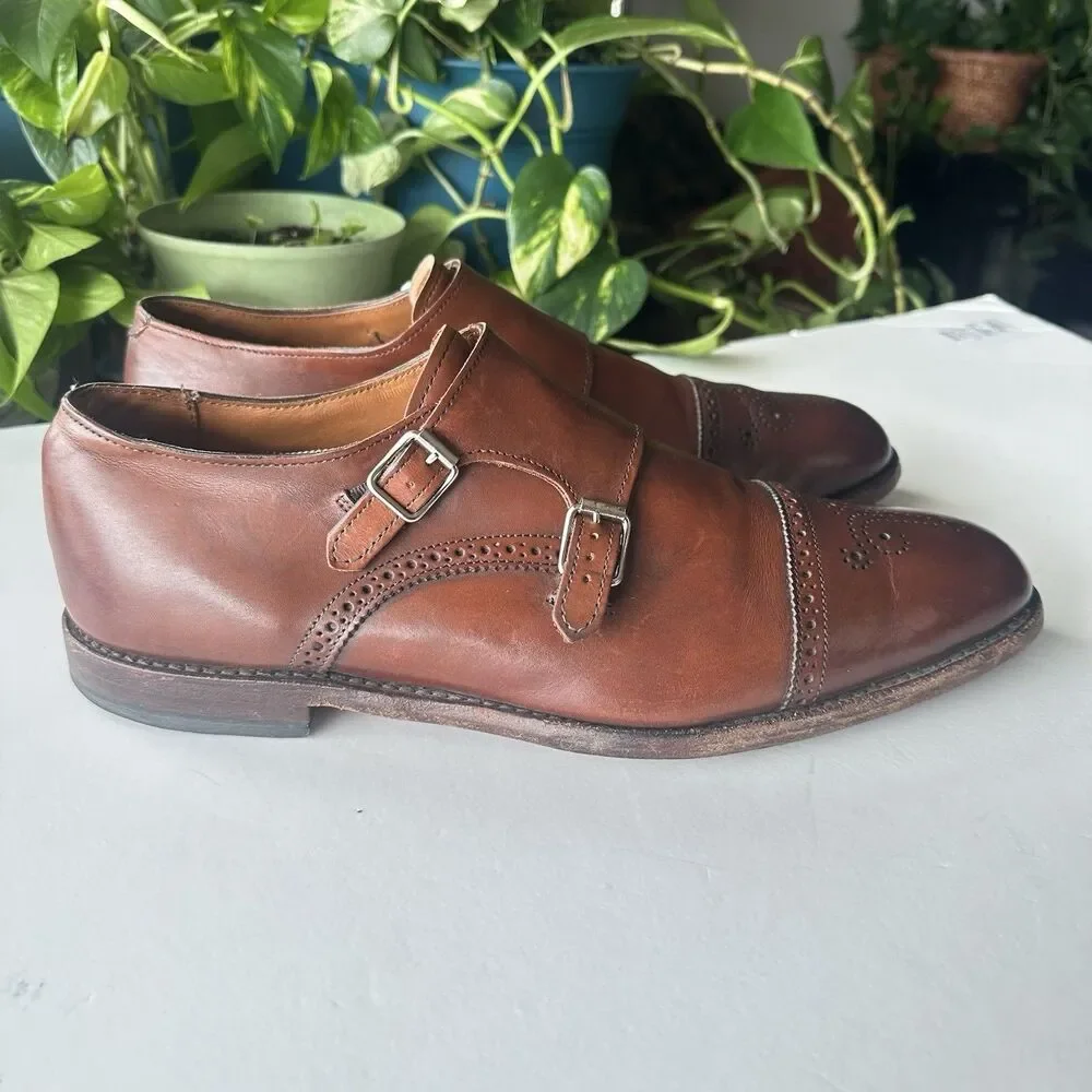 Allen Edmonds St. John's 2927 Double Monk Strap Shoes Dark Chili Leather Size 13